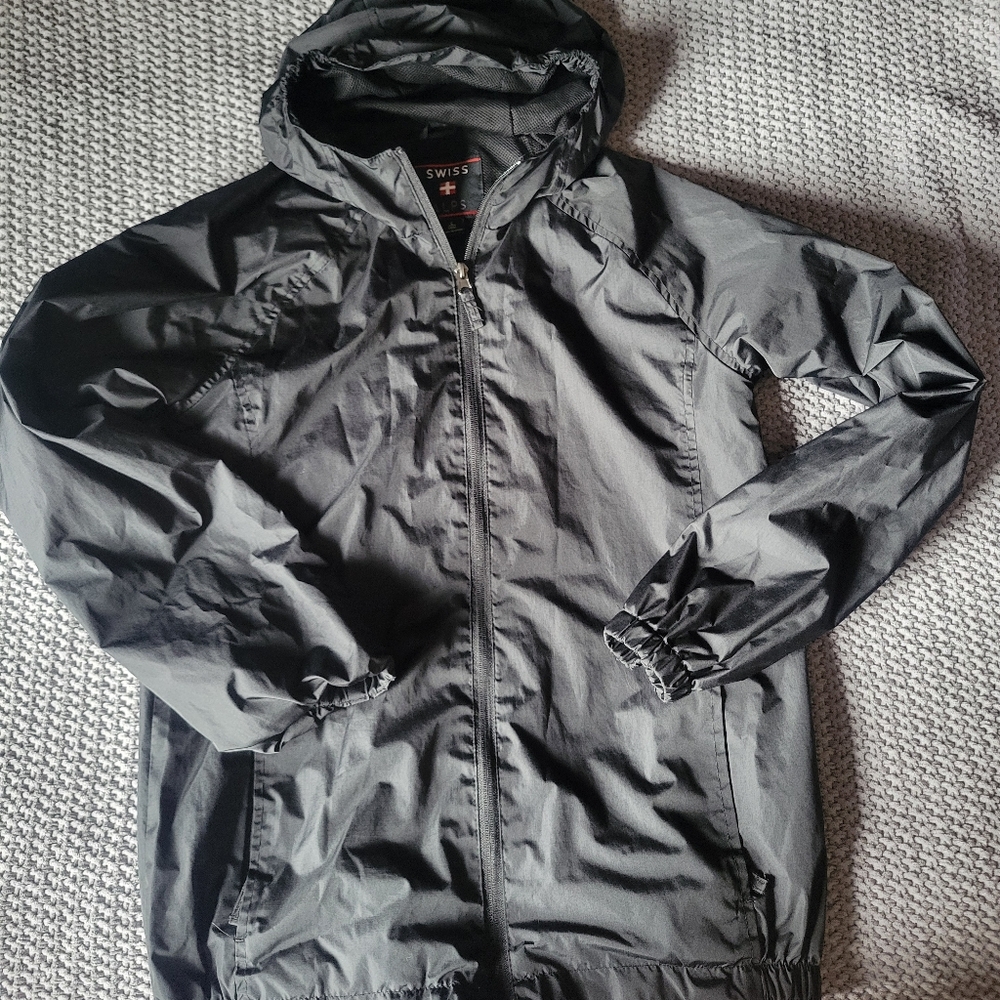 Swiss Alps Kids Jacket | Boys Size Large | Lightweight Black Rain Coat